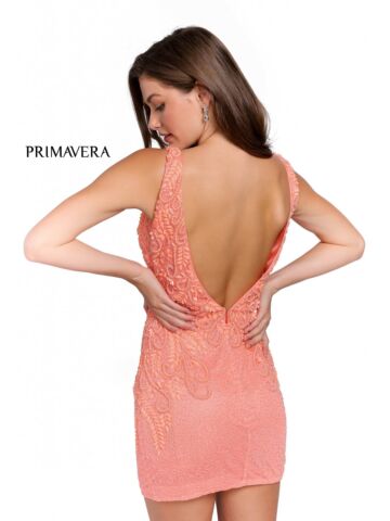 Primavera Couture 3807 Open V-Back Embellished Dress