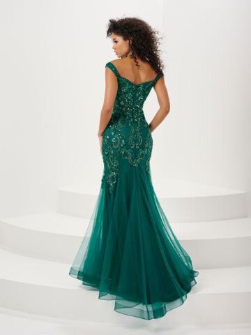 Panoply 14185 Floral Sequin Off The Shoulder Dress