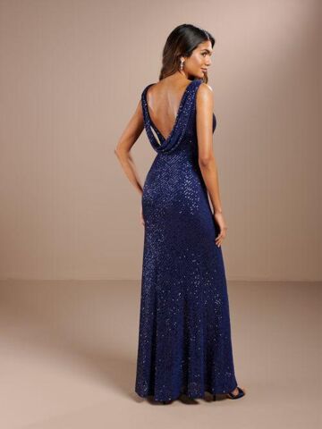Christina Wu 22207 Cowl Back Sequin Bridesmaid Dress