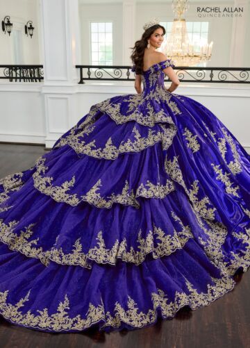 Rachel Allan RQ3151 Bow Strap Pleated Skirt Quinceanera Dress