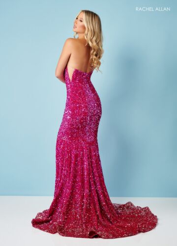 Rachel Allan 70293 Strapless Ombre Velvet Sequin Dress