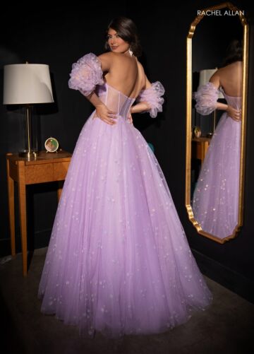 Rachel Allan 70661 Detached Sleeves Illusion Corset Dress
