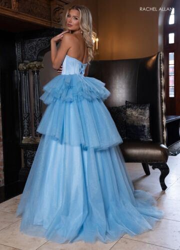 Rachel Allan 70876 Layered Skirt Strapless Corset Dress
