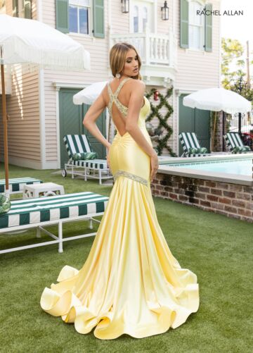Rachel Allan 70932 Exposed Back Plunging Neckline Dress