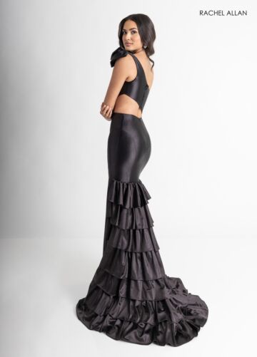 Rachel Allan 70976 Waterfall Back One Shoulder Dress