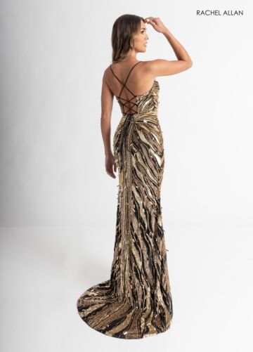 Rachel Allan 70990 Front Slit Embellished Dress