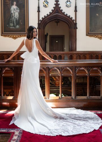 Rachel Allan RB4232 Cutaway Train V-Neck Wedding Gown