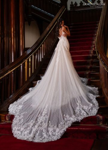 Rachel Allan RB5121 Removable Train Spaghetti Strap Bridal Dress