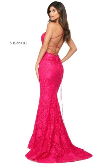 Sherri Hill 53359 Tie Back Lace Dress