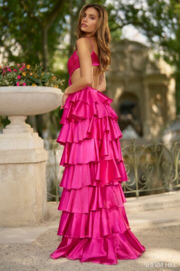 Sherri Hill 57009 Cutout Bodice Ruffle Skirt Dress