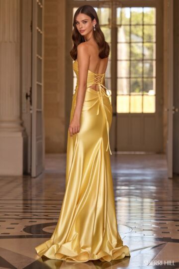 Sherri Hill 57652 High Slit Lace-Up Back Dress