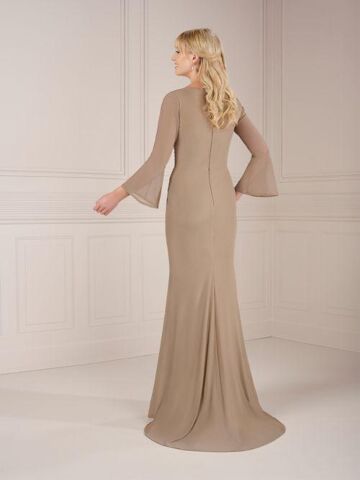 Christina Wu 17151 Bell Sleeves Faux Wrap Dress