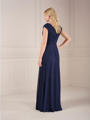Christina Wu 17155 Ruched Bodice Cap Sleeve Dress
