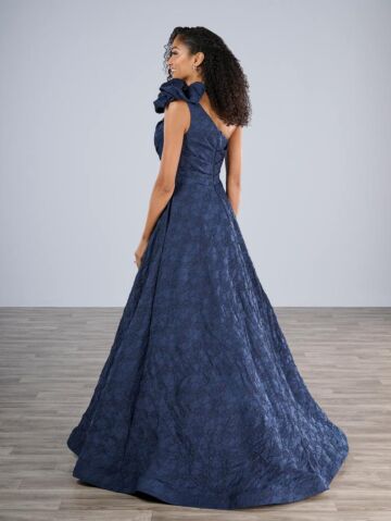 Christina Wu 17192 Ruffle Shoulder Asymmetric Neck Dress