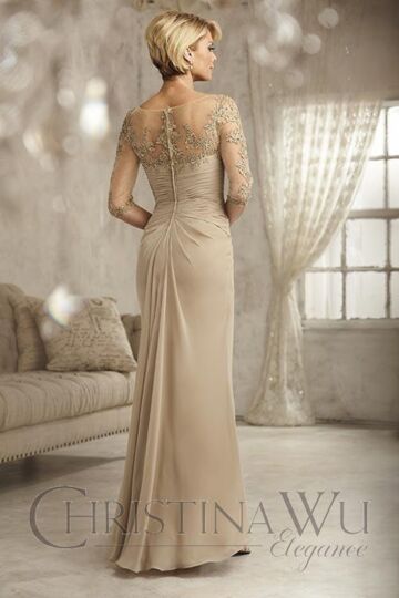 Christina Wu 17823 Illusion Sleeve Lace Bodice Dress