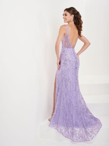 Tiffany Designs 16084 High Slit Sheer Bodice Dress