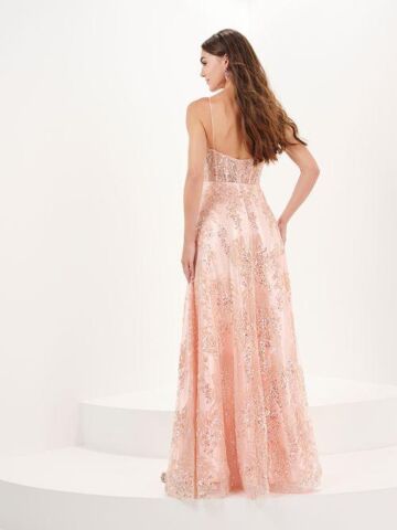 Tiffany Designs 16093 Illusion Bodice Floral Dress