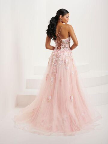 Tiffany Designs 16108 Slit Skirt Illusion Corset Dress
