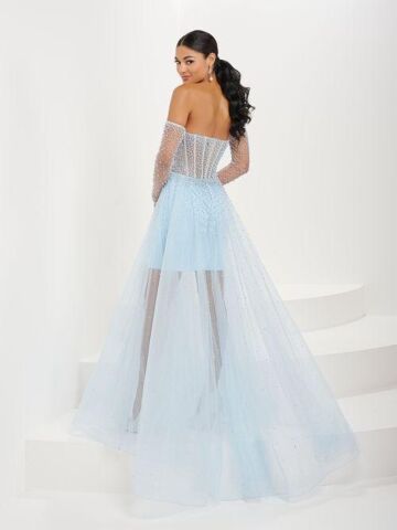 Tiffany Designs 16111 Sheer Overskirt Strapless Corset Dress