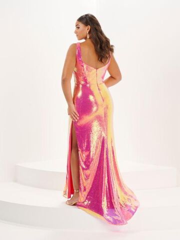 Tiffany Designs 16128 Side Slit Sequin Dress - Stock Only