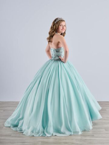 Tiffany Princess 13791 Beaded Top Halter Neck Junior Pageant Dress