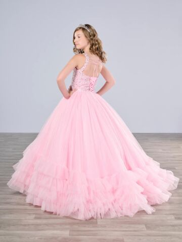 Tiffany Princess 13795 Halter Neck Lace-Up Back Mini Pageant Gown