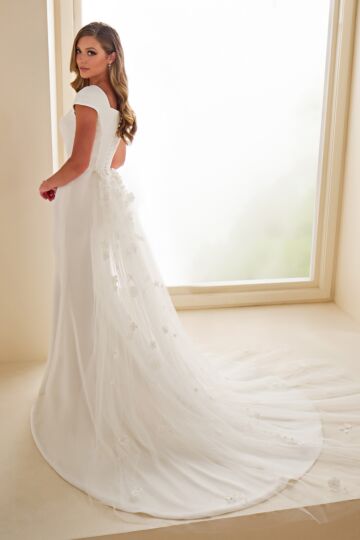 Modest by Mon Cheri MOD304 Square Neck Removable Train Bridal Gown