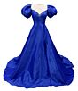 Ava Presley 42269 Puff Sleeve A-Line Tie Back Dress