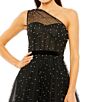 Mac Duggal 20745 Illusion Neck Tea-Length Dress