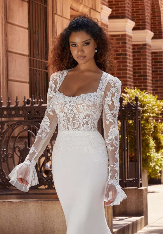 Mori Lee 2504 Jade Detachable Sleeve Cutout Train Wedding Gown ...