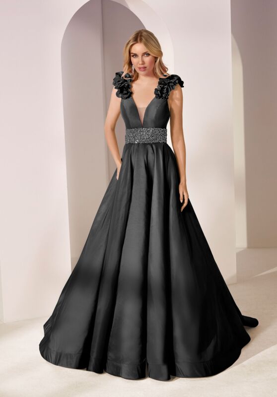 Mori Lee 49202 Beaded Waist Plunging V-Neck Dress