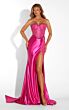 Alyce Paris 62089 High Slit Lace-Up Back Bow Dress