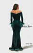 Jessica Angel JA2668 Feathered Cuff Off-The-Shoulder Velvet Dress