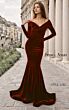 Jessica Angel 2782 Velvet Long Sleeve V-Neck Dress