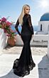 Jessica Angel 2821 Ruched Bodice Long Sleeve Lace Dress
