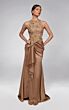 Alyce Paris 55006 High Neck Draped Satin Skirt Dress