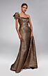 Alyce Paris 55009 Overskirt Asymmetric Neck Bronze Jacquard Dress