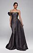 Alyce Paris 55009 Overskirt Asymmetric Neck Bronze Jacquard Dress