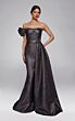 Alyce Paris 55009 Overskirt Asymmetric Neck Bronze Jacquard Dress