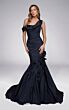 Alyce Paris 55013 Asymmetric Neck Black Taffeta Dress