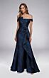Alyce Paris 55017 Side Ruffle Jacquard Off-The-Shoulder Dress
