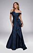 Alyce Paris 55017 Side Ruffle Jacquard Off-The-Shoulder Dress