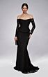 Alyce Paris 55018 Corset Bodice Long Lace Sleeve Black Dress