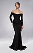 Alyce Paris 55018 Corset Bodice Long Lace Sleeve Black Dress