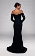 Alyce Paris 55018 Corset Bodice Long Lace Sleeve Black Dress