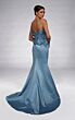 Alyce Paris 55020 Strapless Applique Bodice Blue Satin Dress