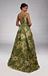 Alyce Paris 55024 Sleeveless Green Pleated Jacquard Skirt Dress