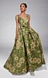 Alyce Paris 55024 Sleeveless Green Pleated Jacquard Skirt Dress