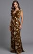 Jovani 49312 Crumbcatcher Neck Floral Velvet Dress