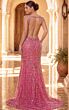 Jovani 52442 Exposed Back Beaded Mesh Pink Silver Dress